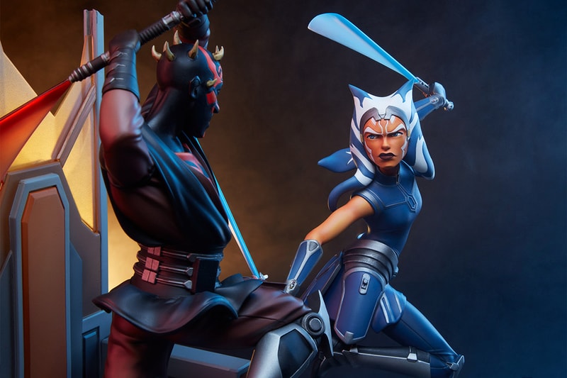 sideshow collectibles star wars the clone wars darth maul ahsoka tano fight battle statue collectible toy 
