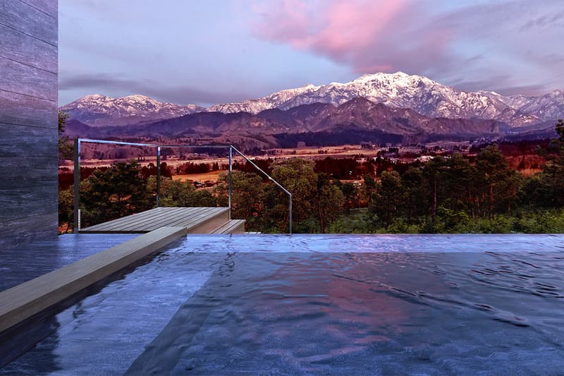 snow peak japan headquarters office field suite spa kengo kuma opening details onsen reservations