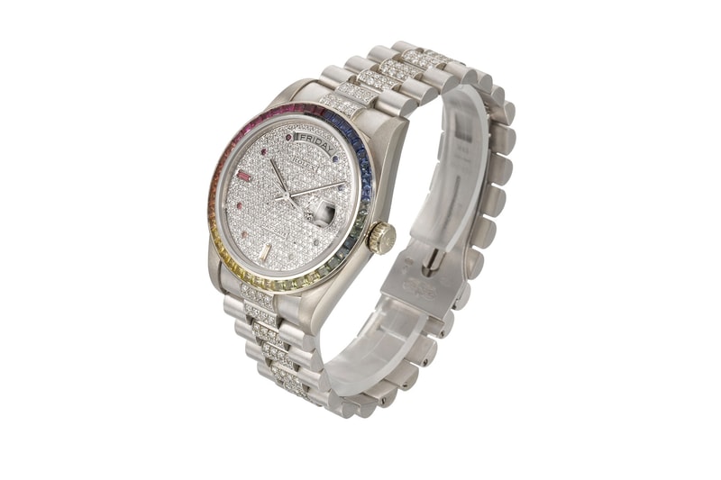 Sothebys Watches White gold diamond sapphire Rolex Day-Date Rainbow Khanjar 18059 diamonds auctions luxury Oman Khanjar