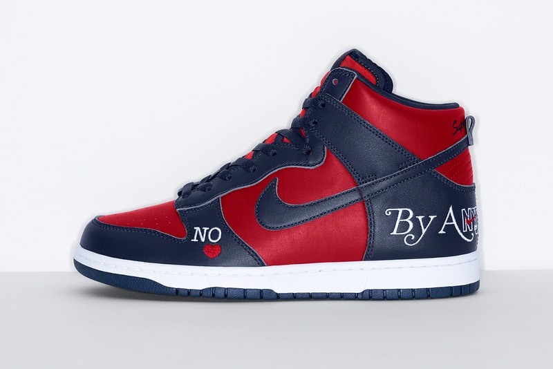 Supreme Nike SB Dunk High Spring Summer 2022 Collab Release Info Date Buy Price By Any Means Black White Varsity Red Navy Red Varsity Maize Pine Green