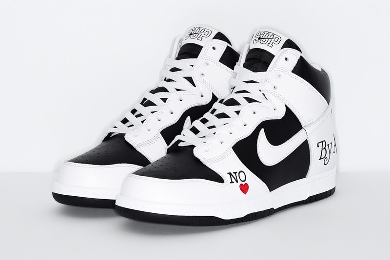Supreme Nike SB Dunk High Spring Summer 2022 Collab Release Info Date Buy Price By Any Means Black White Varsity Red Navy Red Varsity Maize Pine Green