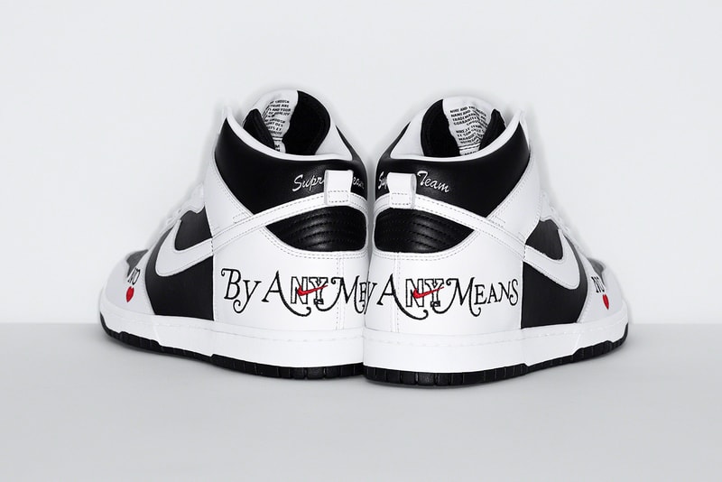 Supreme Nike SB Dunk High Spring Summer 2022 Collab Release Info Date Buy Price By Any Means Black White Varsity Red Navy Red Varsity Maize Pine Green