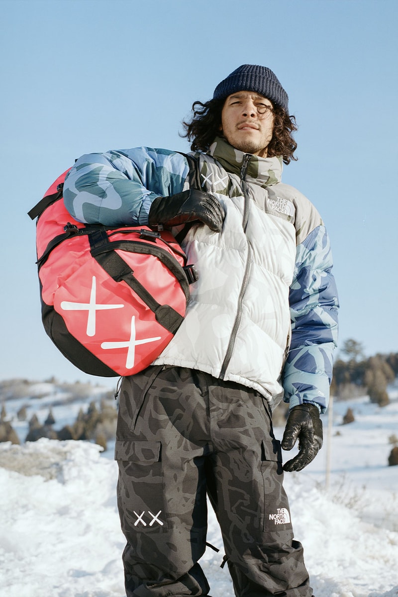 KAWS The North Face XX KAWS Lookbook Marc o malley snow jacket exploration nuptse balaclava action shots price february 17 date release info