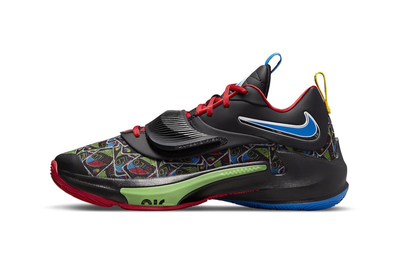 UNO Nike Zoom Freak 3 Official Look Release Info DC9363-001 Date Buy Price yellow green blue red black 50th anniversary giannis antetokounmpo 120 usd release info price 