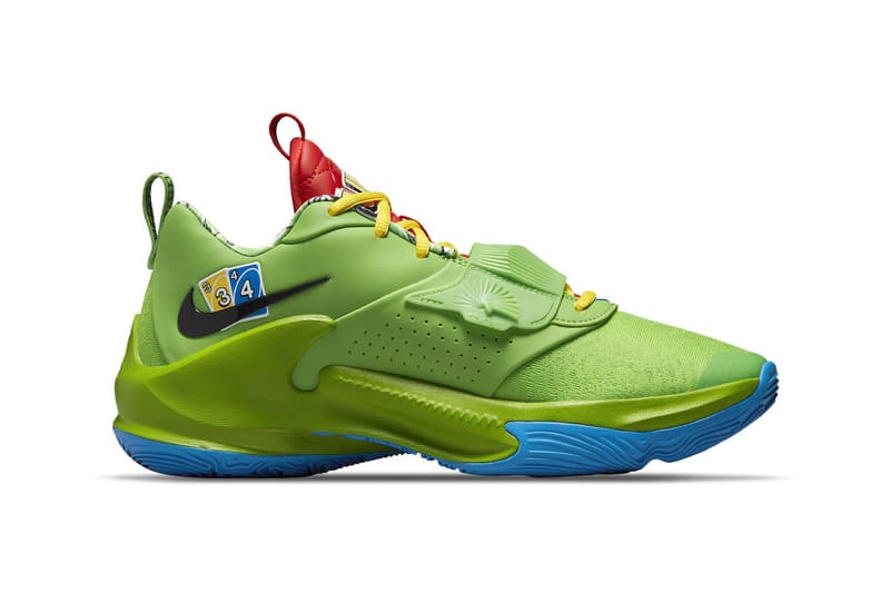 UNO Nike Zoom Freak 3 Official Look Release Info DC9363-001 Date Buy Price yellow green blue red black 50th anniversary giannis antetokounmpo 120 usd release info price 