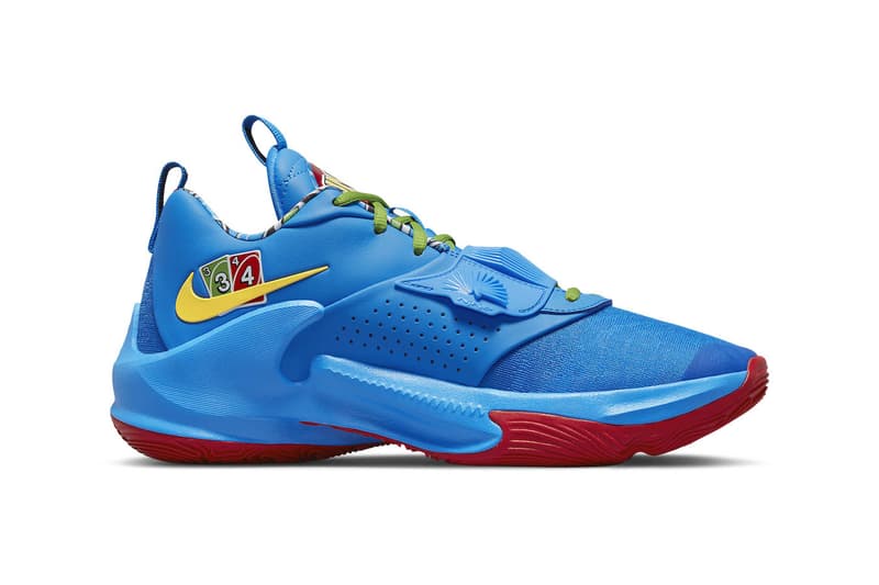 UNO Nike Zoom Freak 3 Official Look Release Info DC9363-001 Date Buy Price yellow green blue red black 50th anniversary giannis antetokounmpo 120 usd release info price 