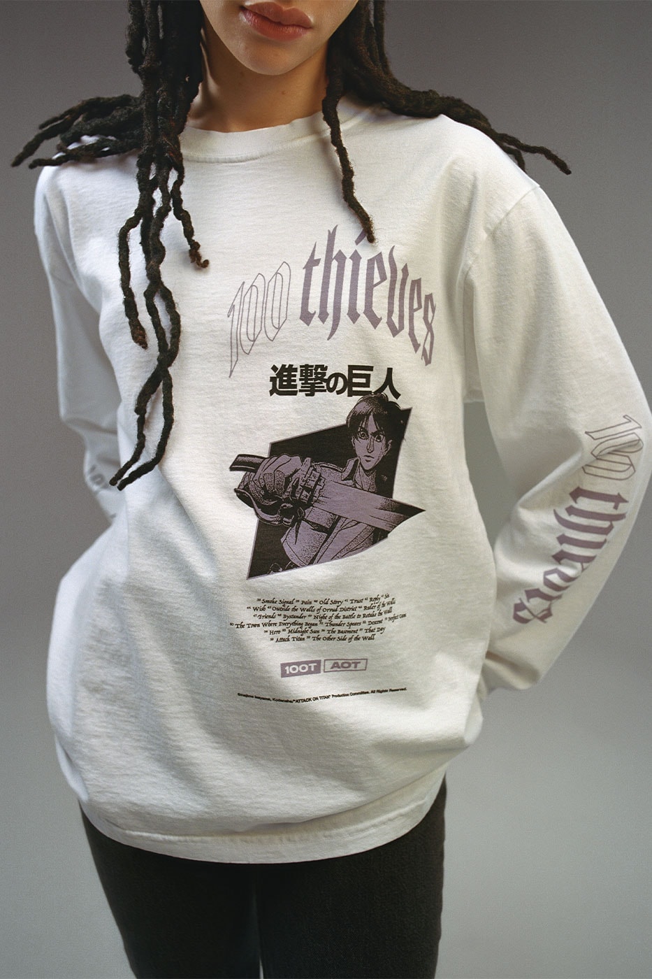100 Thieves Attack on Titan AoT levi eren mikasa artwork graphics tees t shirts hoodies collared jacket gaming anime manga release info price date