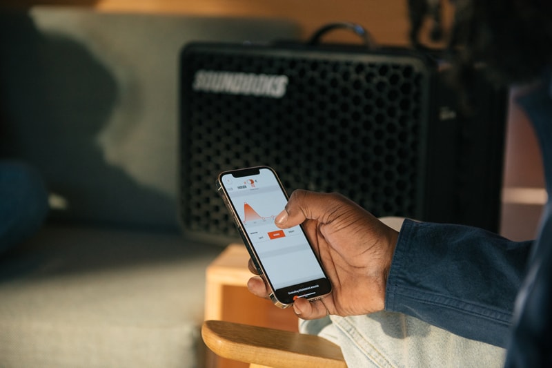 SOUNDBOKS Portable Bluetooth Speaker 72-Watt Class D Amplifiers Go Speaker Generation 3 Replaceable Battery 40-Hour Charge 80-Hour Use Music Playlists Travel Outdoor Indoor 