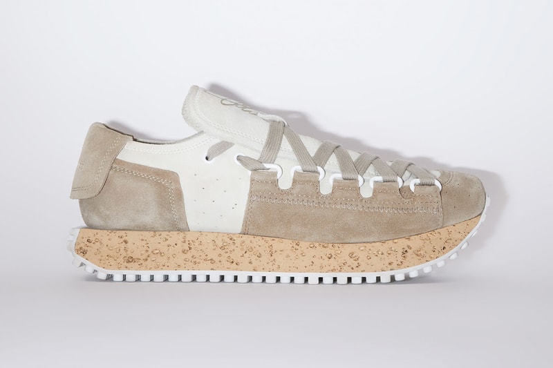 Acne Studios Lace Up Sneakers White Off White Gray Black Release Information Cork Rubber Sole Unit