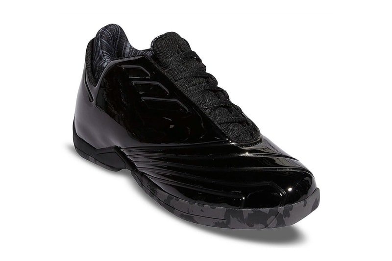 adidas T-Mac 2 Restomod Black Patent  HR1905 Official Look basketball leather bounce torsion system three stripe mesh march 19 130 usd release date info images