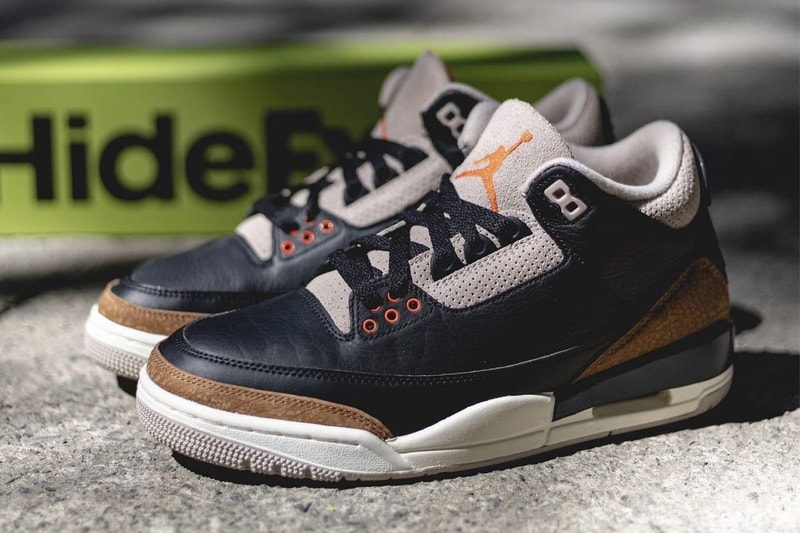 Air Jordan 3 Desert Elephant black brown white gray orange air bubble ct8532 008 june 2022 200 USD fossil stone sail detailed look images release info