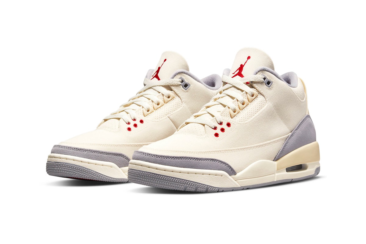 Air Jordan 3 Muslin Official Look Release Info DH7139-100 Date Buy Price University Red Cement Grey Sail
