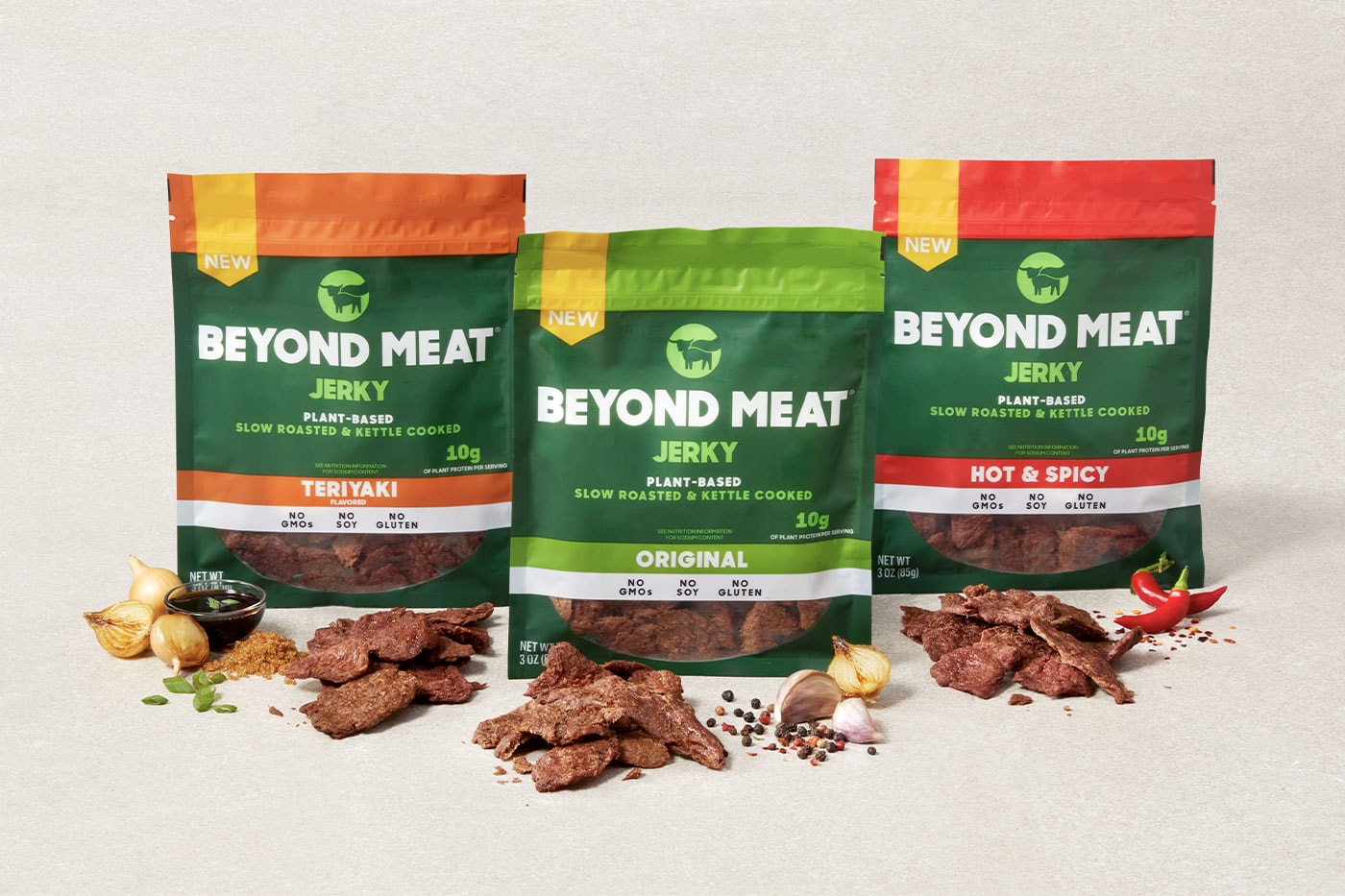 Beyond Meat pepsico Jerky Announcement Release Info Original Hot and Spicy Teriyaki flavours