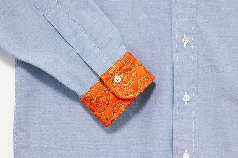 Brooks Brothers eye junya watanabe man spring summer 2022 ss22 bhutan shirts blazers deconstructed distressed navy light blue orange collab release info 