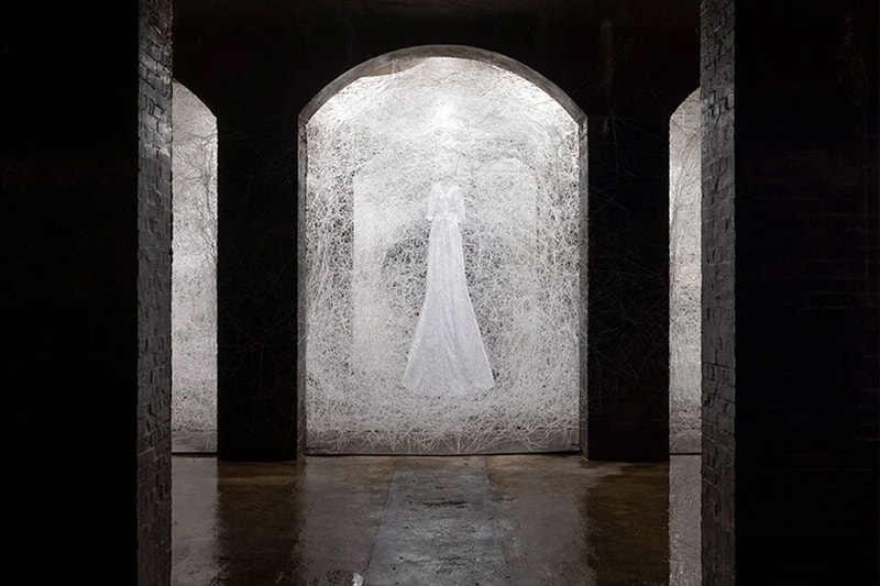 Chiharu Shiota copenhagen former water reservoir exhibition cisternerne frederiksberg museums 1000 sqm multiple realities labyrinth caverns water dresses weave thread news