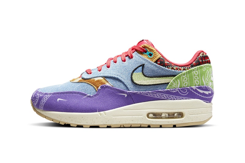 Concepts Nike Air Max 1 Far Out denim paisley pony hair purple light blue flower embroidery guitar strap corduroy red 