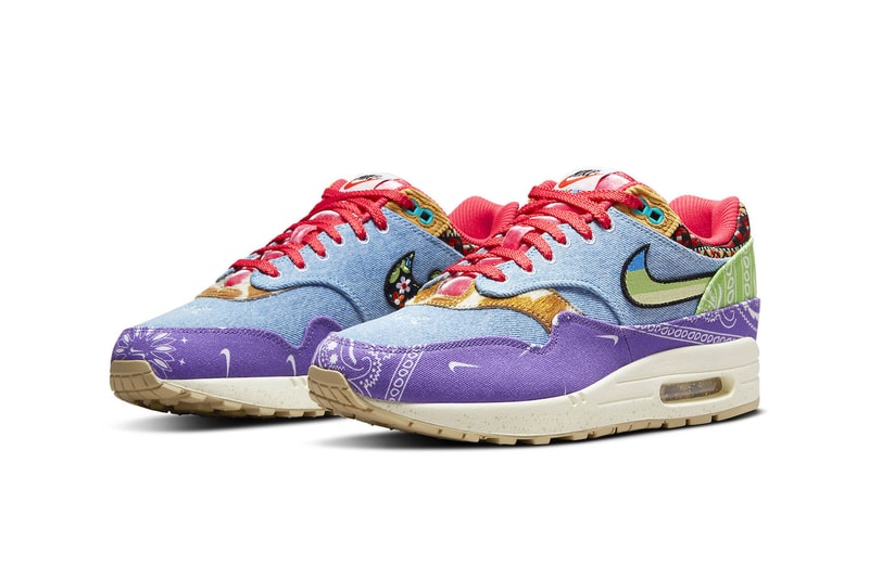 Concepts Nike Air Max 1 Far Out denim paisley pony hair purple light blue flower embroidery guitar strap corduroy red 