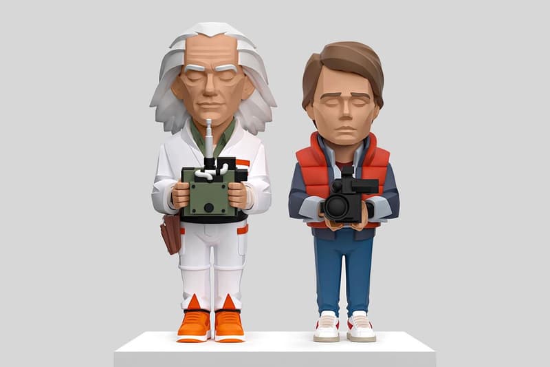 Danil Yad Back to the future pt 1 marty doc brown nike orange puffer vest lab coat controller camcorder vinyl figures 7.5 8 inch release info price date