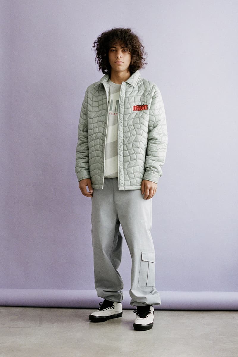 Dime MTL Keeps Simple It Wavy for Its SS22 Drop Spring/Summer 2022 Collection Lookbook cozy staples sweaters crewneck sweatpants jackets montreal canada skate culture skateboarding