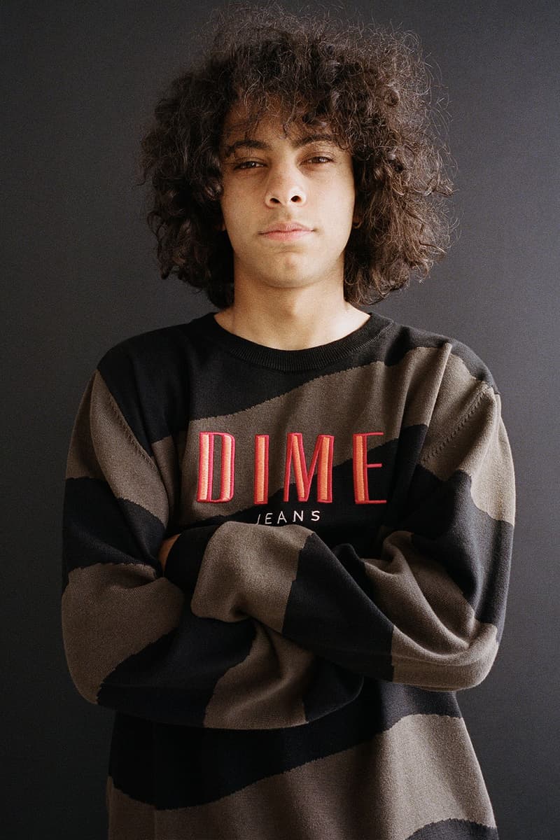 Dime MTL Keeps Simple It Wavy for Its SS22 Drop Spring/Summer 2022 Collection Lookbook cozy staples sweaters crewneck sweatpants jackets montreal canada skate culture skateboarding