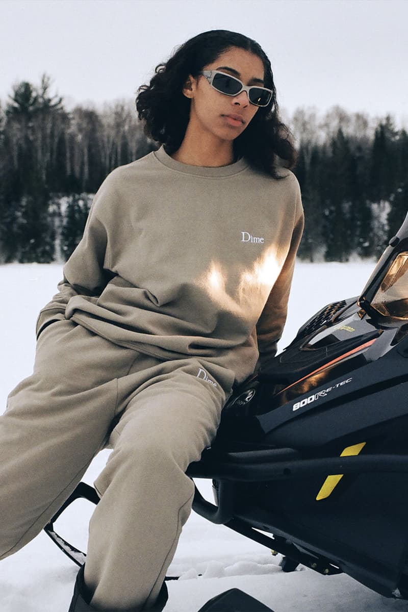 Dime MTL Keeps Simple It Wavy for Its SS22 Drop Spring/Summer 2022 Collection Lookbook cozy staples sweaters crewneck sweatpants jackets montreal canada skate culture skateboarding