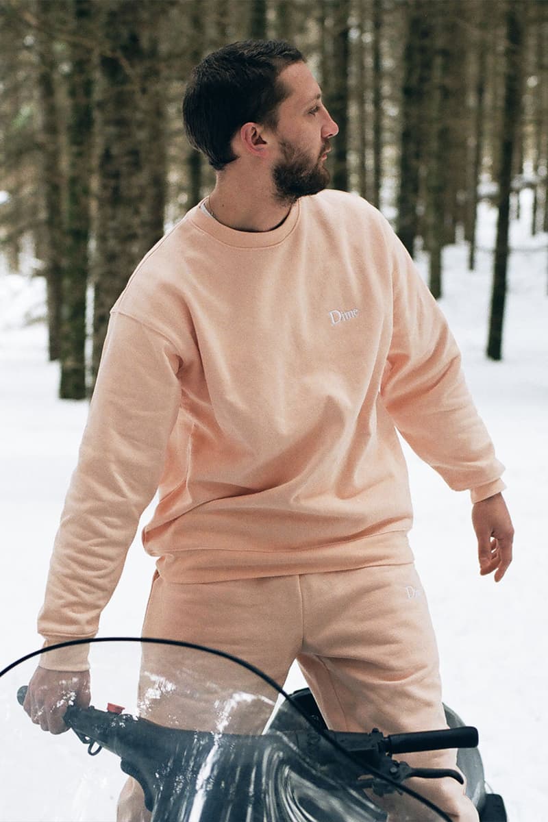 Dime MTL Keeps Simple It Wavy for Its SS22 Drop Spring/Summer 2022 Collection Lookbook cozy staples sweaters crewneck sweatpants jackets montreal canada skate culture skateboarding