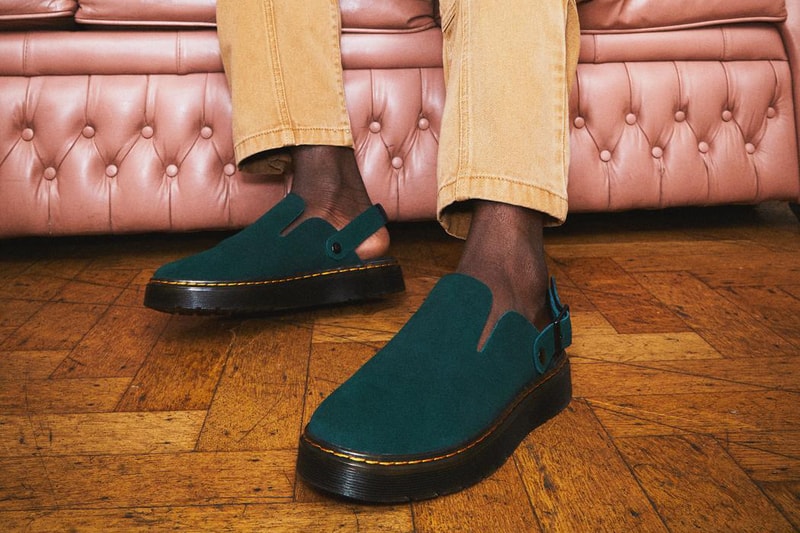 Dr. Martens Carlson Suede Mules Black Green Spring Summer 2022 Release Information 