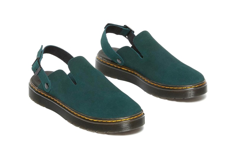 Dr. Martens Carlson Suede Mules Black Green Spring Summer 2022 Release Information 