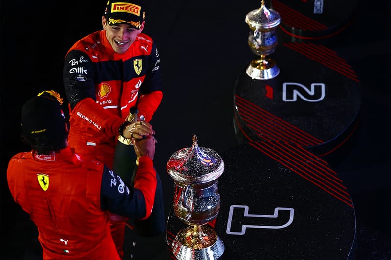 formula 1 bahrain grand prix gp scuderia ferrari 1 2 finish charles leclerc carlos sainz lewis hamilton max verstappen racing red bull mercedes 