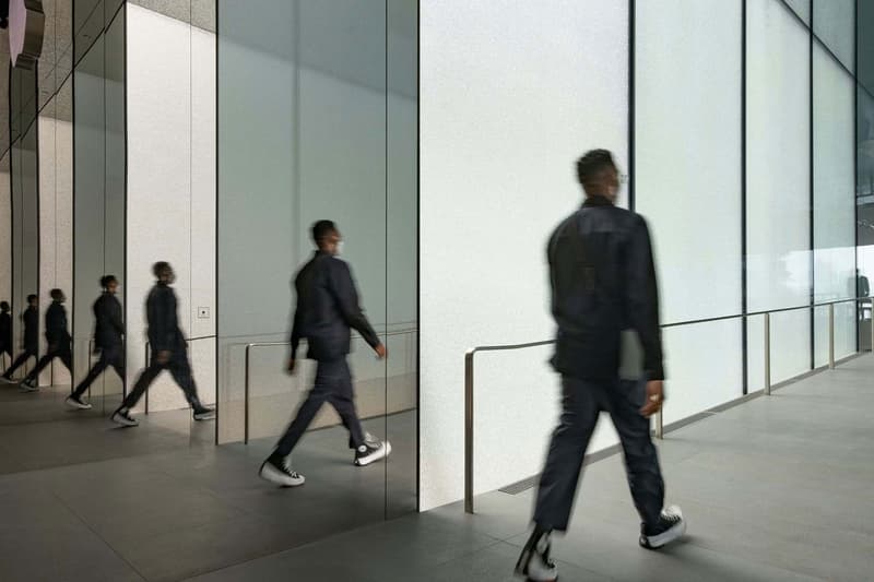 Apple maryah island store abu dhabi opening waterfront promenade foster partners securities exchange building stepped pyramid waterfall news