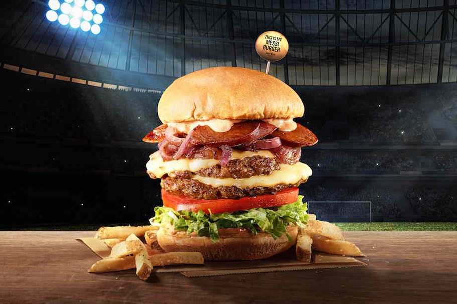 Hard Rock Cafe Lionel Messi Burger release Hard Rock Cafe Las Vegas LIVE greatness soccer football ballon d'or cheese beef USA 
