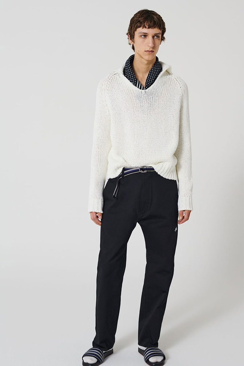 Hiroshi Fujiwara Loro Piana black navy spring summer 2022 collection collab tracksuits tailored suits jersey parka graffiti sandals totes records rei imai 