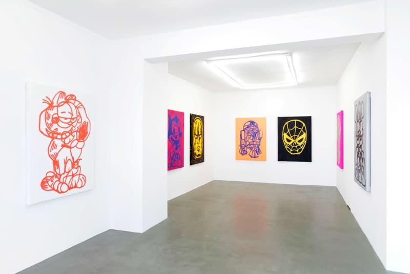 Kostas Seremetis Presents Signals at HWV8 Berlin Bart simpson mickey mouse felix the cat pink panther garfield spraypaint graffiti art canvas one signal to modulate another signal news