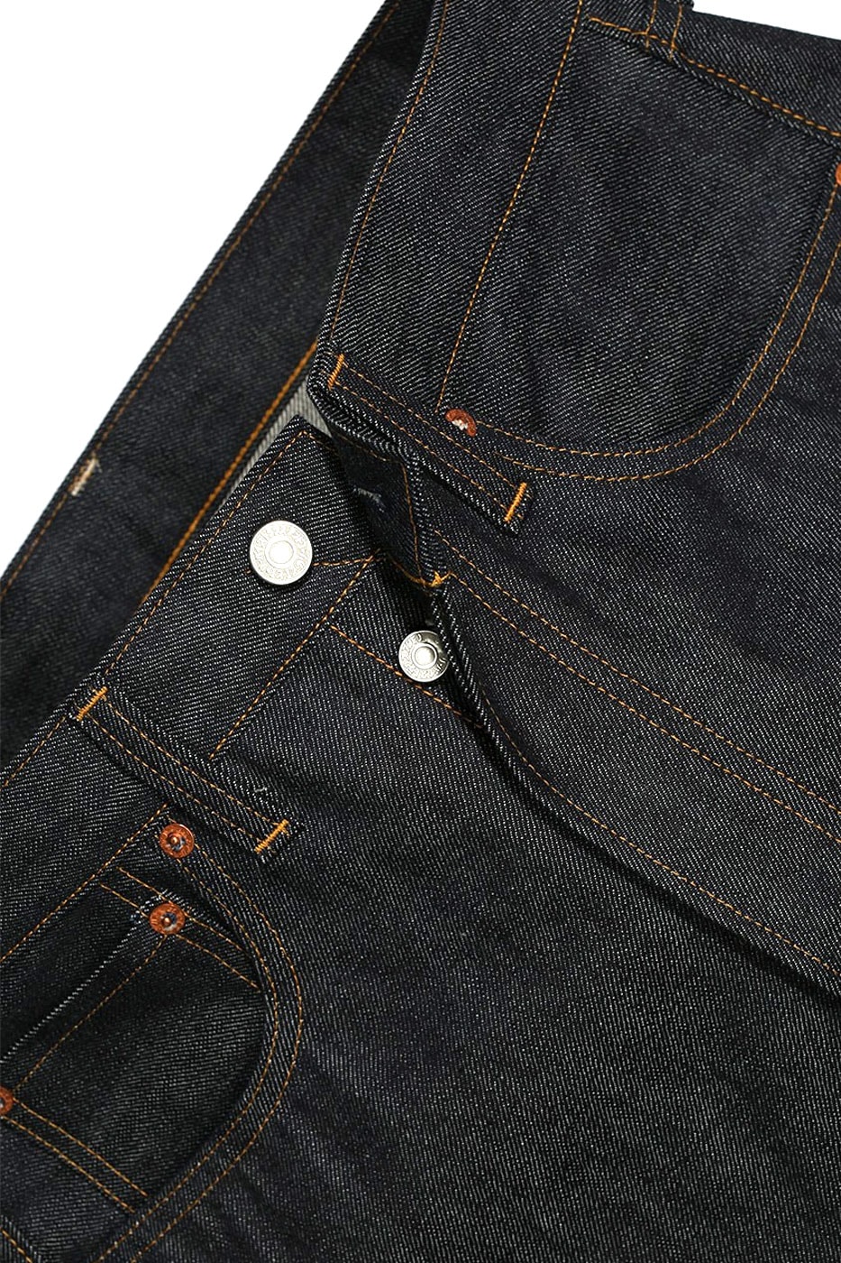 Levi's® Vintage Clothing Limited-Edition Japanese 501 Jeans fabric tags button text high waist line slim workwear selvedge denim red release info news