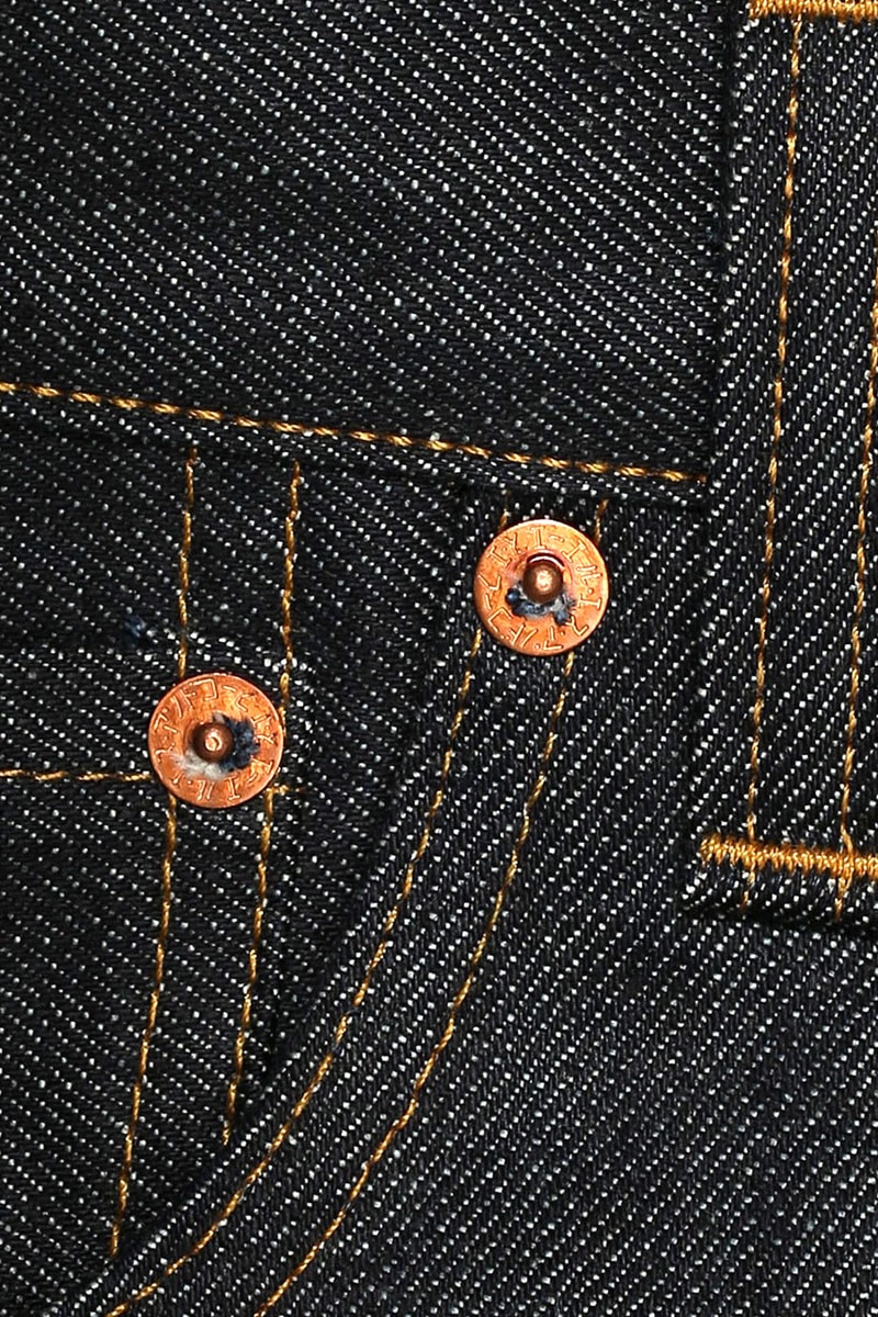 Levi's® Vintage Clothing Limited-Edition Japanese 501 Jeans fabric tags button text high waist line slim workwear selvedge denim red release info news