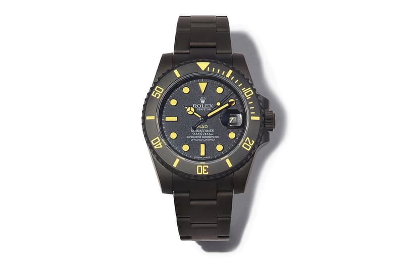 MAD Paris Custom submariner Date black yellow bumblebee date ref 116610ln matte black dlc coating mad logo 2009 AP 3135 caliber movement 42449 to 50956 use release info price 