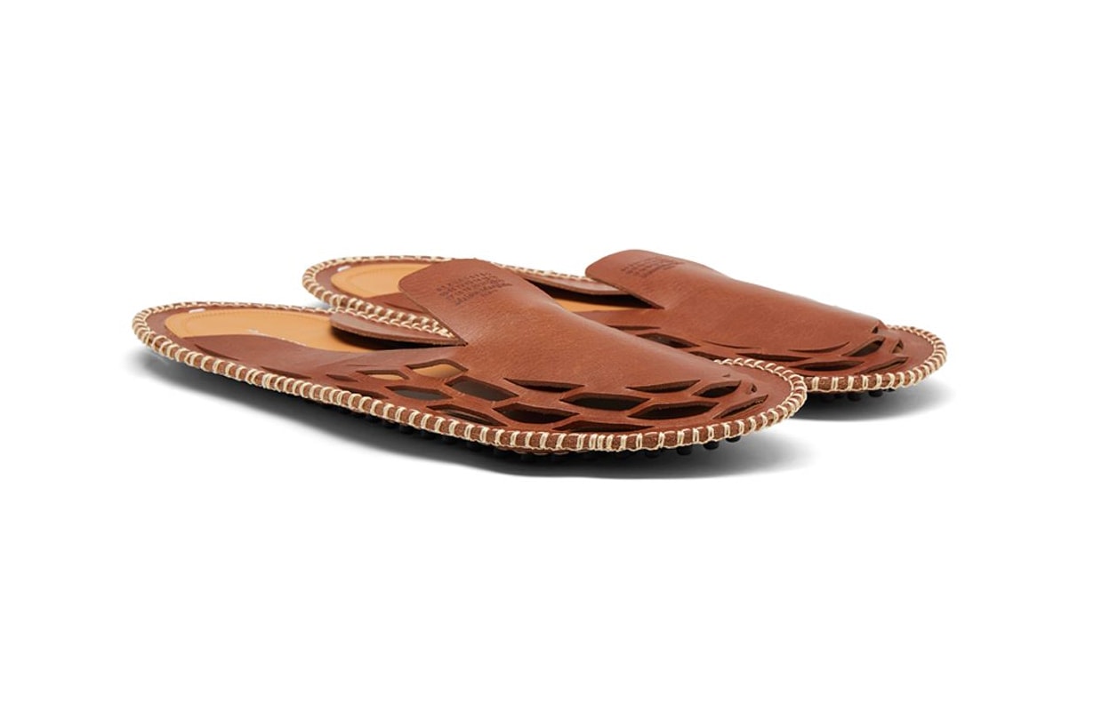Maison Margiela Laser Cut Shoes Slip On Mules Sandals Flat 2D Tan Avant Garde Designer 