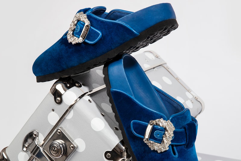 Manolo Blahnik x Birkenstock Collaboration Boston Arizona Crystal Embellishment Designer Carrie Bradshaw Sex and the City Release Info