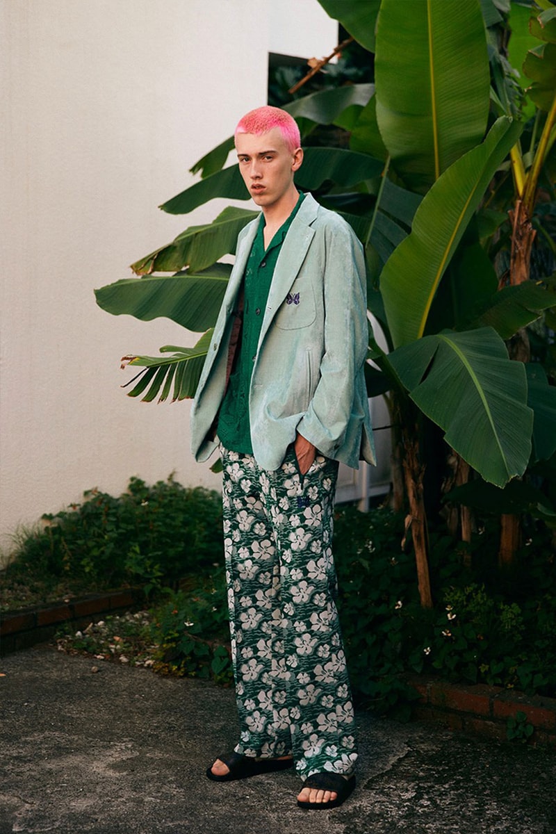 Needles Spring Summer 2022 Collection HBX Release Info Buy Price Work Shirts Jackets Pants Hippie Retro 70s Velour Tracksuits Butterfly Embroidery