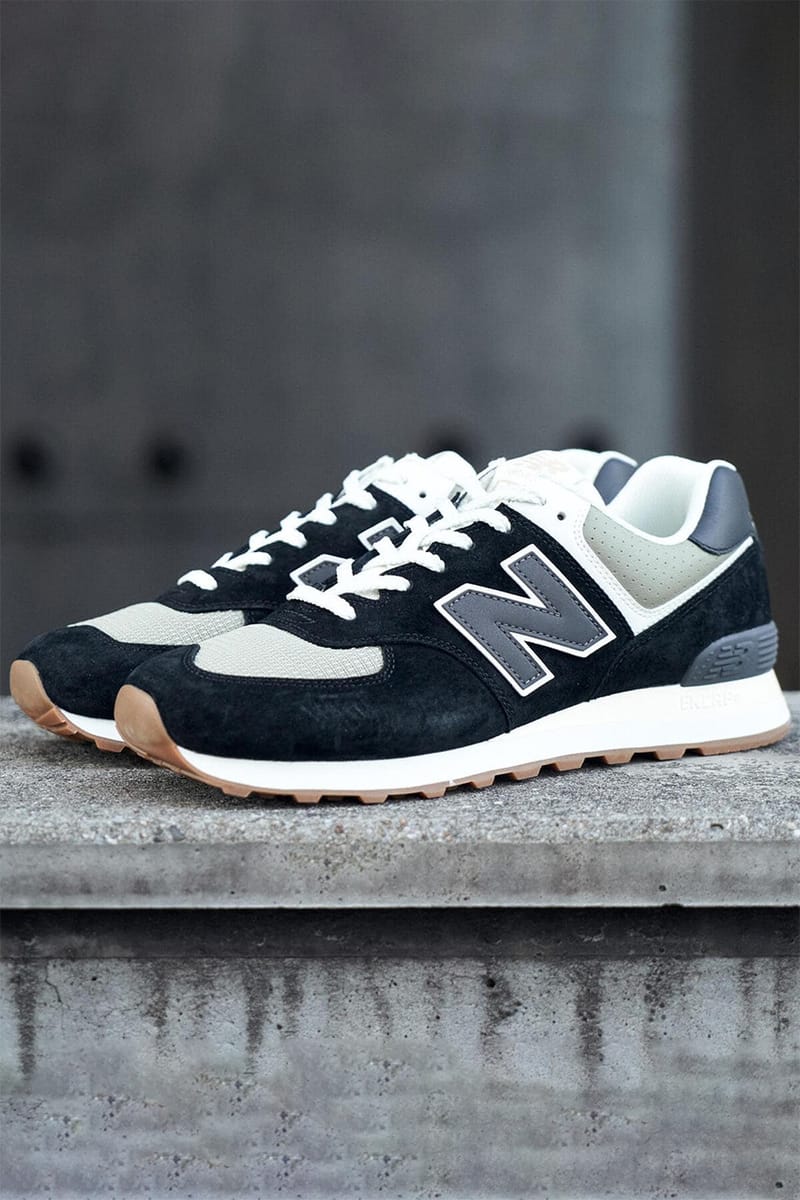 new balance 574 black with white