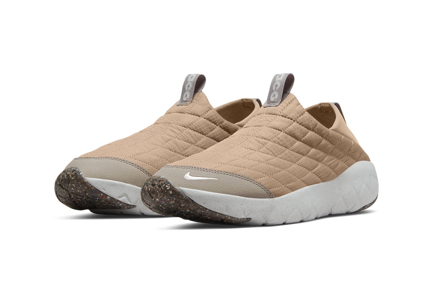 Nike ACG Air Moc 3.5 Hemp Crater Foam White enigma stone recycled material DD2867-200 2022 tan white gray release info 