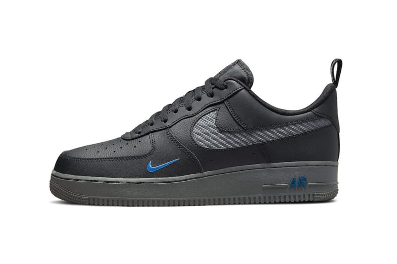 nike air force 1 black with blue swoosh