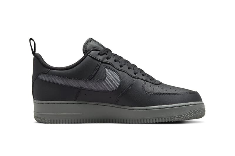 NIke Air Force 1 cut out swoosh carbon fiber black blue gray DR0155-002 2022 Date Buy Price