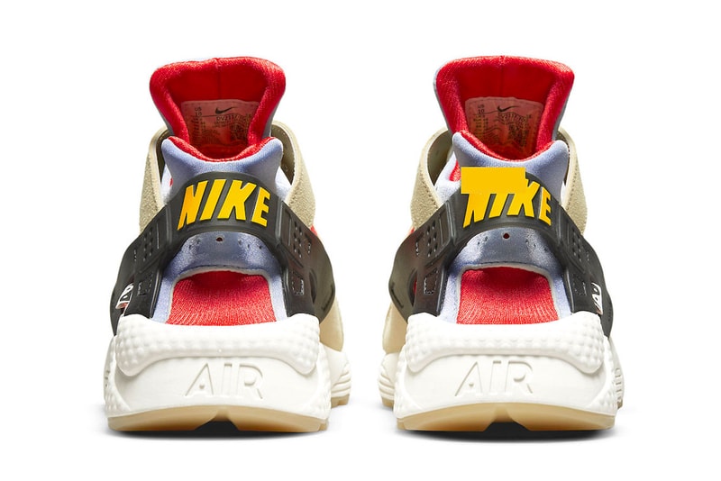 Nike Air Huarache Yin Yang dv2117-700 white light blue tan orange yellow motifs semi translucent outsole release date info price 130 USD