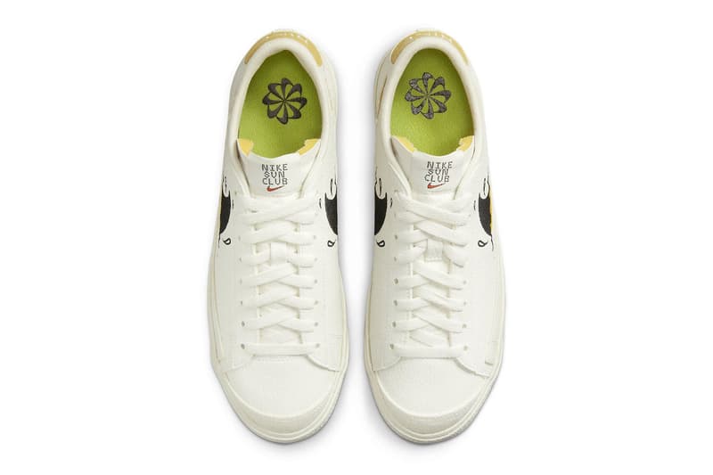 Nike Blazer Low Sun Club dm0210-100 Release Info white rubber burnt yellow leather canvas shark fin water release info