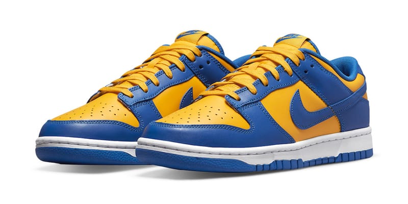 blue dunks with yellow