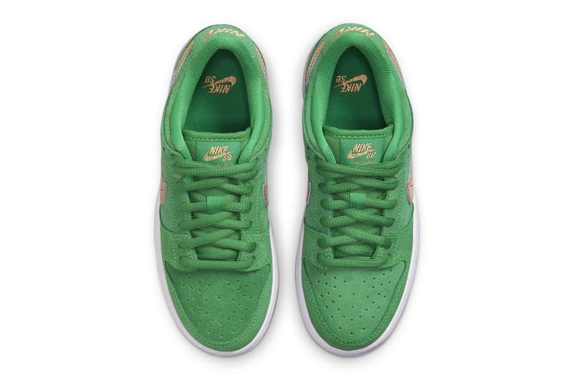 Nike Gears up for St. Patrick's Day With New Green and Gold SB Dunk Low Release BQ6817-303 release info shoes skater 