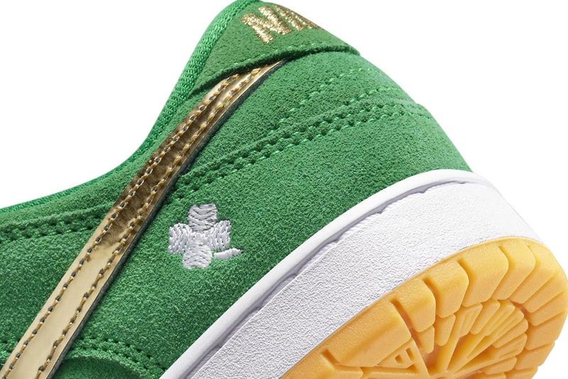 Nike Gears up for St. Patrick's Day With New Green and Gold SB Dunk Low Release BQ6817-303 release info shoes skater 