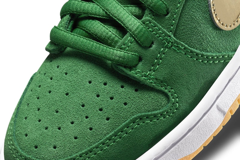 Nike Gears up for St. Patrick's Day With New Green and Gold SB Dunk Low Release BQ6817-303 release info shoes skater 