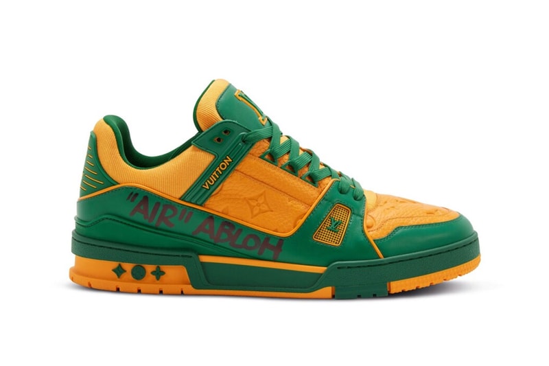 Sotheby's Auctions a Pair of Virgil Abloh Signed and Designed Louis Vuitton "LV Trainer" size 10.5 luxury footwear sneakers french conglomerate